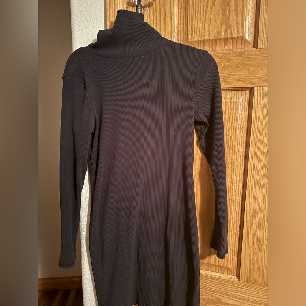 Midi Ribbed Turtle Neck Sweater Dress